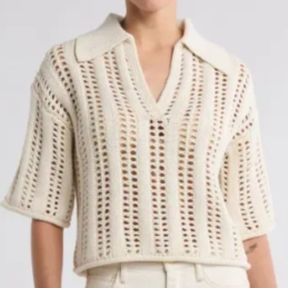 A.L.C. Emil Cotton Open Knit Top – Ivory – Size S – NWT